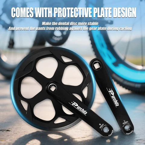 Universal 48T 52T Crankset For E Bikes With 170mm Aluminum Arm Tough Double Chain Guard shown with protective plate design