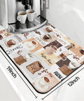 Absorbent Coffee Mat Bar For Countertop And Bar Areas Silicone Non Slip Kitchen Counter Mat Waterproof 19 Inch By 12 Inch placed on kitchen counter