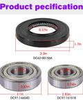 Premium Heavy Duty Replacement Washer Tub Bearings And Seal Kit For Samsung Front Load Washers, parts with measurements shown.