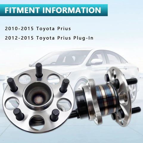 Beefed Up Rear Wheel Bearing Hub Assembly 512505 2 Pack For Toyota Prius 2010-2015 with 5 Lug 4 Bolt ABS Hub replacement image