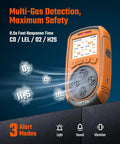 Guard 863Pro Four Gas Monitor For H2S CO LEL And O2 With TFT Color Screen USB Data Export displayed with alert modes