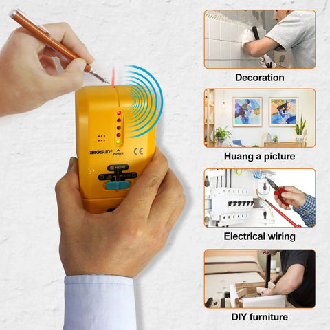 Absolute Fire 3 In 1 Led Wood Stud Finder And Multi Scanner Electronic Sensor Snags Hidden Nails Pipes Rebar Wire Cables For Drywall Repair Essential Tool