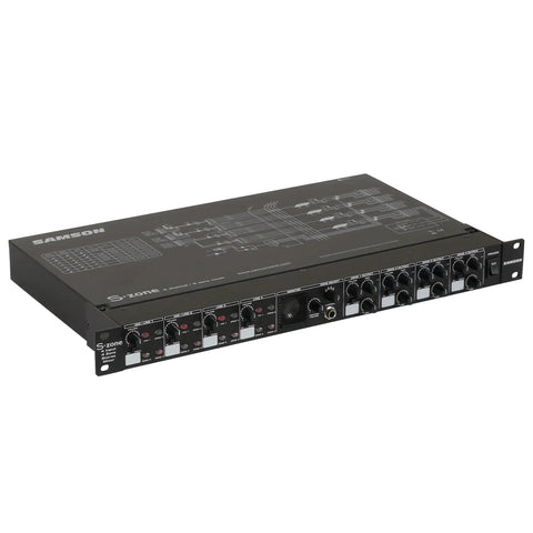 Front view of Zone Four Channel Stereo Mixer For Installations With Mic Ducking, Dual CD Line Inputs, Four Zone Outputs