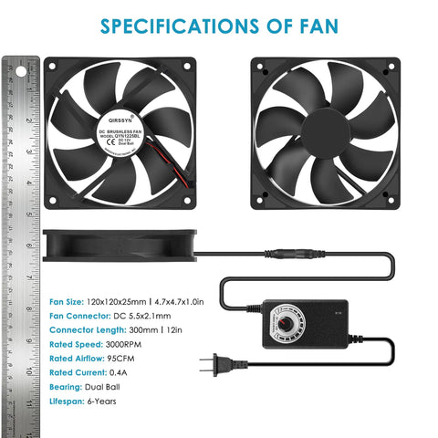 Beefy 120mm AC Powered Fan With Variable Speed Controller For Receiver Amplifier DVR And PlayStation Cooling 110V To 220V