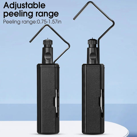 Pro Grade Round Cable Stripping Knife For 19-40mm Armored Cables, adjustable peeling range, vertical action view