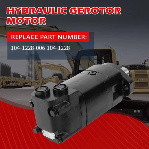 Hydraulic Motor 104-1228-006 104-1228 shown in front of construction equipment