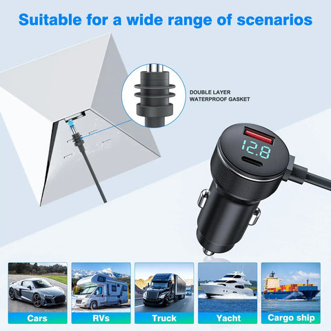 Gotta Have This Heavy Duty 3 In 1 Starlink Mini Car Charger With 10 Foot Waterproof Dc Cable and display, suitable for cars, RVs, trucks.