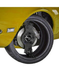 Professional Gearhead Wheel Fitment Simulator And Tire Rim Mockup Tool For 14 To 20 Inch Diameters Plus 7 To 10 Inch Widths showing detailed fitment on a yellow car wheel.