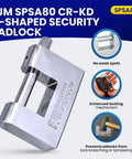 High Security D Style Padlock For Home Trailer Bike Door And Outdoor Shed Lock Heavy Duty Anti Theft Lock Set Keyed Alike With Master Lock Compatible 3 1 8 Inch 80mm Shackle Built Tough For Real World Security, FJM security padlock close-up showing enhanced features.