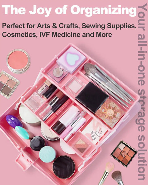 Heavy Duty Three Tier Plastic Tackle Box With Adjustable Compartments And Rock Solid Handle Great For Arts Crafts Sewing Medicine And Tools Pink Foldable Storage Case Swanky Home Organization And Travel Ready Gear