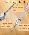 Top Shelf Steel Pin Vise Hand Drill Kit Boasting 670 Pcs Rad Craft Gear showing steel drill and textured handle for jewelry making.