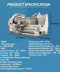 Compact Metal Bench Lathe Featuring A Beefy 8X16 Inch Bed And Mt5 Taper Powered By A Silky 900W Brushless Motor For Straight Up Precision Inch Threading And Tough Diy Turning Jobs That Run Like A Champ with detailed specifications.