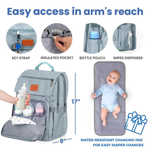 Spacious Diaper Bag Backpack for Busy Parents, Large-Capacity Baby Bag with Wide Opening, Easy Access, Waterproof and Durable Travel Organizer, Foldable Changing Pad Included, Perfect for On-The-Go Family Outings