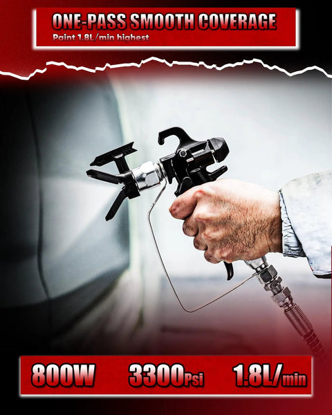 Professional Airless Paint Sprayer Pumping 3300 Psi And 0.47 GPM Flow Rate for smooth coverage with a trigger grip in action.