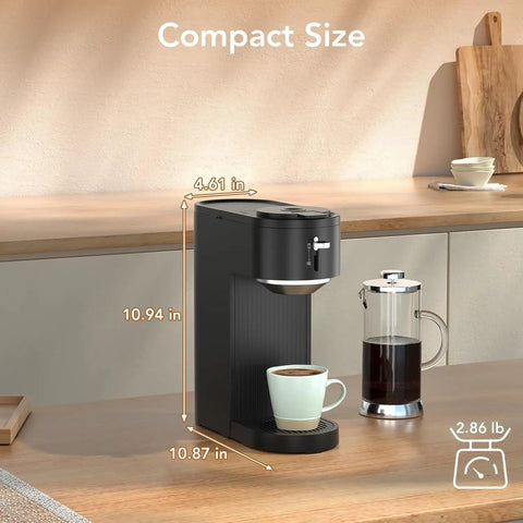2 In 1 Single Serve Coffee Maker For K Cup Pods And Ground Coffee, Adjustable 6 To 14 Oz Brews, 14 Oz Water Reservoir on countertop