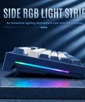 Full Size Gasket Mount Mechanical Keyboard With Wired Usb And Built In Windows Mac Switch Giving You A Smooth Typing Vibe That Truly Slaps For Heavy Productivity And Late Gaming Sessions with side RGB light strip.