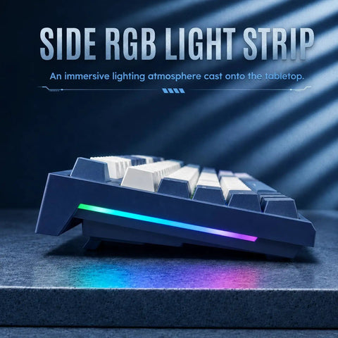 Full Size Gasket Mount Mechanical Keyboard With Wired Usb And Built In Windows Mac Switch Giving You A Smooth Typing Vibe That Truly Slaps For Heavy Productivity And Late Gaming Sessions with side RGB light strip.