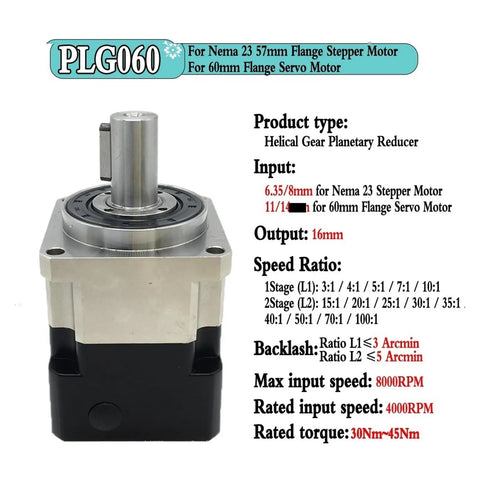 Heavy Duty Helical Gear Speed Reducer For Nema 17 23 34 Stepper Motors Compact Planetary Gearbox with detailed input specifications.