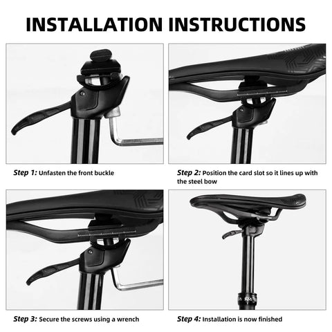 Installation steps for Cable-Less Hydraulic Dropper Seatpost for MTB E-Bike and Road Bikes, dia 27.2mm to 31.6mm, travel 100mm to 125mm.