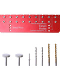 11 Hole All Metal Shelf Pin Jig With Self Contained Clamping For Easy No Fuss Drilling Drill Guide For Quick Precise Woodworking And Furniture Assembly Includes 1 Quarter Inch And 5 Millimeter Drill Bits shown with components