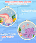 Easy Peasy Beginner Punch Needle Kit For Adults With All Tools And Materials Easy To Follow Instructions And Videos Water Soluble Pattern On Linen Axolotl And Octopus Design No Fuss Embroidery Starter For Relaxation And Skill Building, two embroidery hoops with axolotl and octopus designs