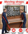 Two Person Moving Straps With Back Support lifting piano, men using Heavy Duty Lifting Slings For Furniture And Appliances Up To 800lbs