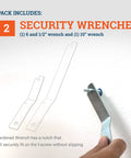 Hella Durable T Head Security Wrench For Picture Frame Installation With Tough Steel Build, showcasing 6.5 and 10-inch wrenches.