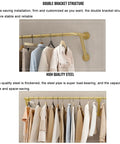 Close-up of Industrial Wall Mounted Clothing Rack For Laundry And Retail 300cm showcasing double bracket design with clothes