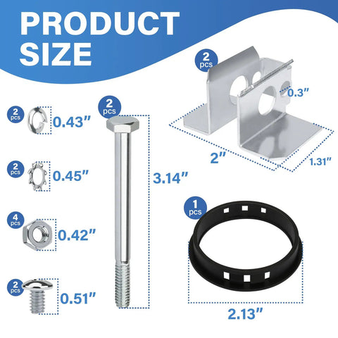 Padlock Fastener Kit For Delta Jobox Cabinets 15 Piece Set with O Rings Clips Nuts Bolts Heavy Duty Steel components size chart