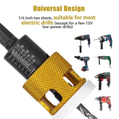 15 Piece Countersink Drill Bit Set Featuring Adjustable Depth Stop Collar And Rock Solid Hex Shafts Built Tough for universal 1/4 inch hex shank use.