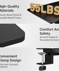 Close-up of Heavy Duty Desk Extender Tray With Secure Laptop Holder And Generous Extra Surface Solid Keyboard Shelf That Seriously Levels Up Your Home Office Flex In Sleek Black showing durable materials and clamp design.