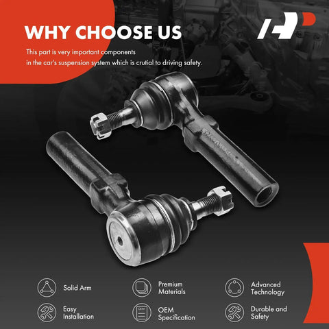 Front Outer Tie Rod End Fits Chrysler Neon 2000 2002, PT Cruiser 2001 2010, Dodge Neon 1995 2005 SX 2.0 2003 2005, Plymouth Neon 1995 2001 Left and Right Replacement black steel steering part