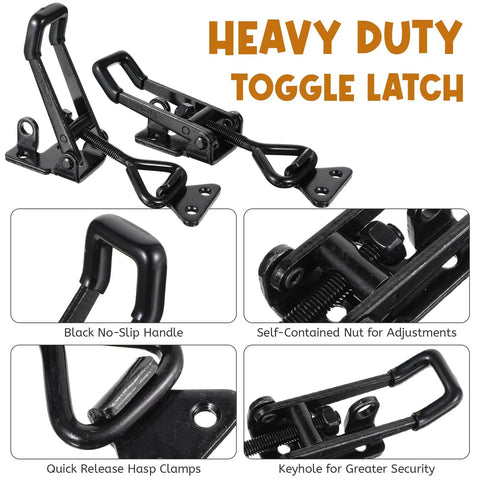 Beefed Up Heavy Duty Toggle Clamp Latch Set 4 Pack 4003 Style 1320 Lb Holding Capacity Black Coated Galvanized Metal