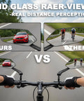 Cyclist using Two Pack Bike Mirrors for Handlebars With Real Glass Flat Lens and Sturdy Aluminum Clamp, clear rear view shown