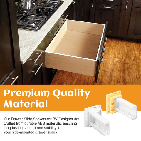 Heavy Duty RV Drawer Slides Rail Bracket For One Inch Channel With Four Way Adjustable Base and Slick Moving Kitchen Drawer Hardware.