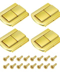 4 Pack Heavy Duty Gold Zinc Alloy Toggle Catch Lock Kit With Quick Install Screws, 43mm x 32mm, ideal for jewelry boxes.