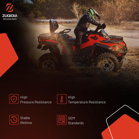 Person riding red ATV showing durability of Honda ATV Fuel Pump Drop In Fit for Rancher 420 and Foreman 500 FourTrax from 2007 to 2014