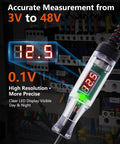 3-48V Automotive Test Light With Digital LED Voltage Tester Polarity Indicator 87 Inch Spring Cable And Stainless Steel Probe For Car RV Truck Fuse Battery Detection Easy Plug And Play Electrical Diagnostics, LED display