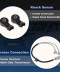 Knock Sensor With Harness Set Fits Lexus ES330 GX470 LS430 RX330 And Toyota 4Runner Avalon Tacoma Camry RAV4 Tundra OE 8961506010 8961520090 89615B6010 89615BZ030 89615BZ040, sensor and harness