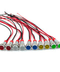 Waterproof 6mm LED Indicator Light 12V 24V Prewired Signal Lamp for car truck boat dash, multi-color pack of 10