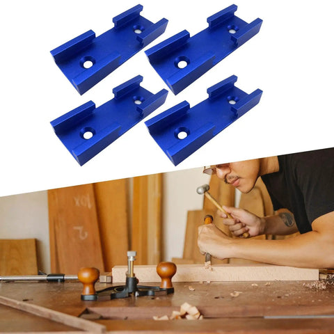 Four Piece T Slot Woodworking Tracks Set With Double Cut Profiles For Universal Cross Connectors In Woodworking Jigs Pro Grade Aluminum Alloy Blue Finish For Smooth Wear Resistant Operation