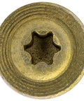 Close-up of Exterior Coated Torx Star Drive Lag Screw Heavy Duty Structural Wood Fastener With Head 0.625 Inch top view