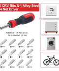 Multi Screwdriver 13 In 1 Set With 1/4 Nut Driver And 12 Bits Including Torx Security, Flat Head, Phillips, Hex, Square for DIY
