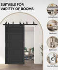 Bypass Sliding Barn Door Wave Pattern 72x84 With 5ft Hardware Kit Included Two Sets Of 36x84 Black Pre Drilled Panels Easy To Install