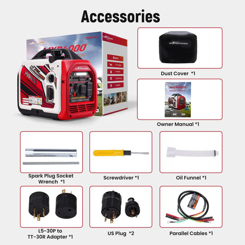 Hella Reliable 4000 Peak Watt Portable Inverter Generator Delivering 3200 Smooth Running Watts EPA Certified with included accessories.
