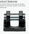 Heavy Duty Pneumatic Air Cylinder Mounting Bracket CB32 with iron body, shown with standard connection fittings.