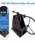 Dinenovate Tr-50 Manual Pipe Bender 1.5 Inch Tubing Roller with large handwheel and adjustable bending angle for metalworking.