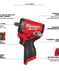 Stubby Half Inch Cordless Impact Wrench, Ultra-Compact 4.9 Inch Length, 250 Ft-Lbs Breakaway Torque, Maximum Access In Tight Spaces