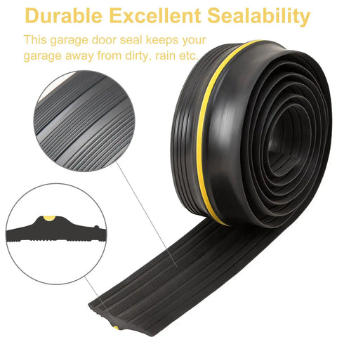 Garage Door Bottom Seal Weather Stripping Kit, 10 Ft Rubber Threshold Seal With Adhesive, coiled with textured surface close-up