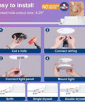 Installation guide for Smart RGBCW Recessed Lighting Kit 4 Inch 12W LED Downlights With Junction Box, 1080 Lumen Color Changing Ceiling Light.